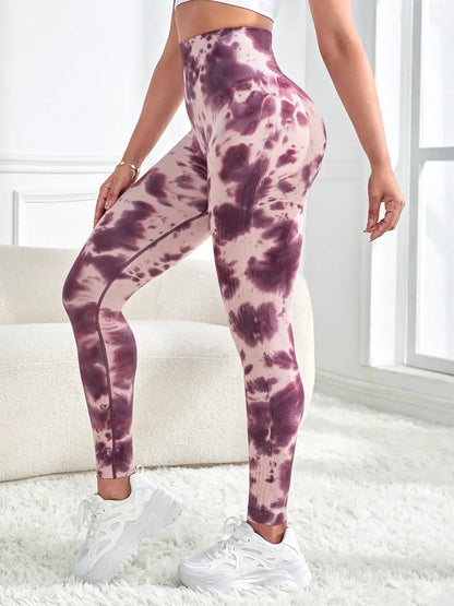 Tie-Dye Wide Waistband Active Leggings Carauana Store