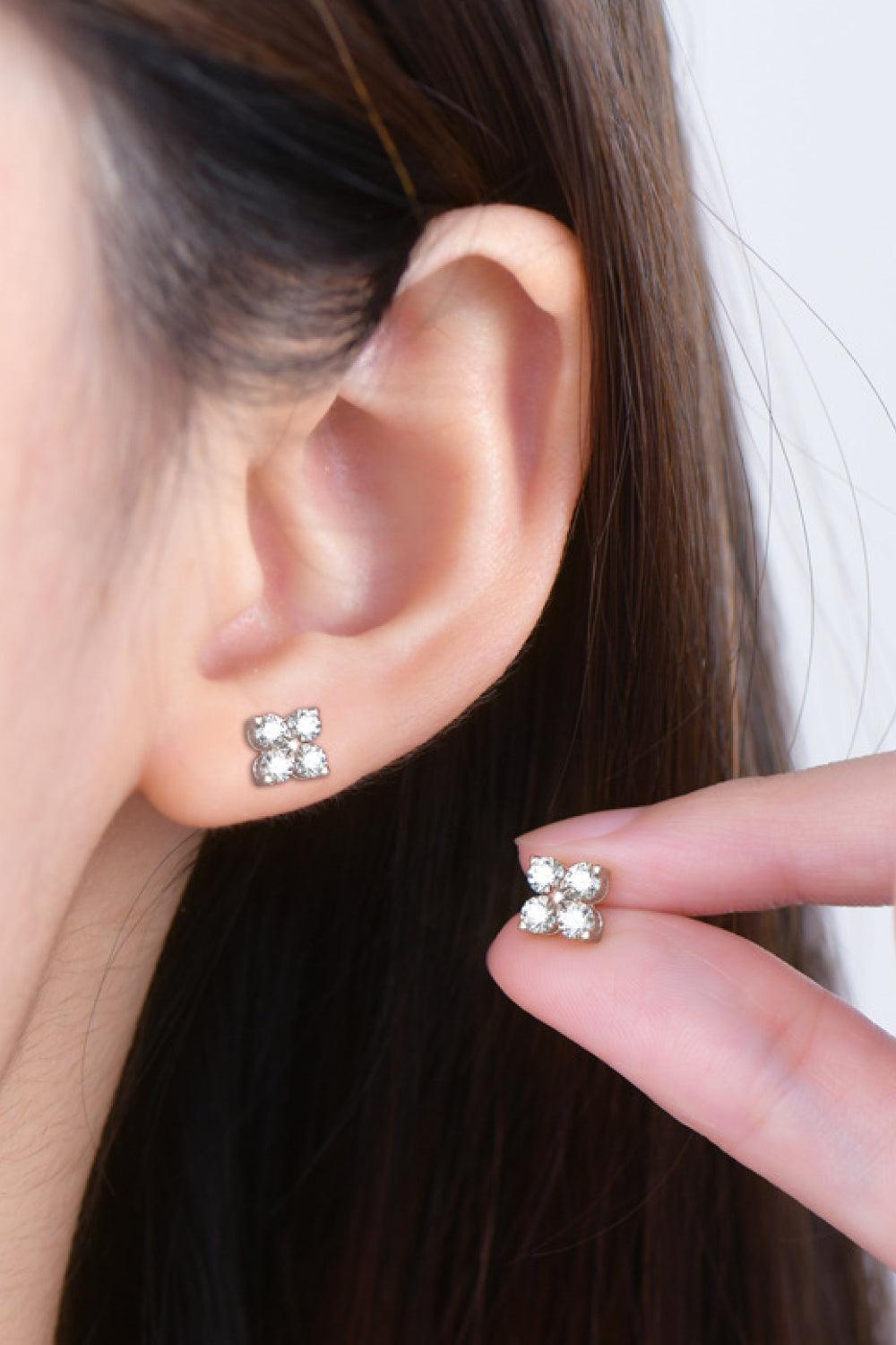 Moissanite 925 Sterling Silver Four-Leaf Clover Shape Earrings Carauana Store