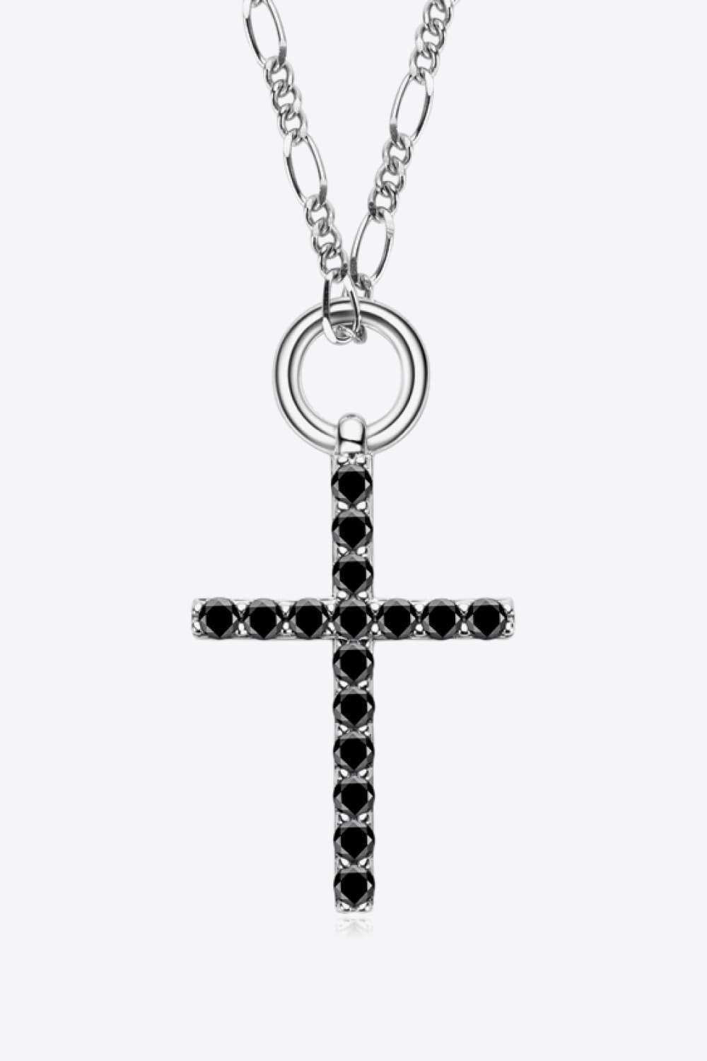 Moissanite Cross Pendant Platinum-Plated Necklace Carauana Store