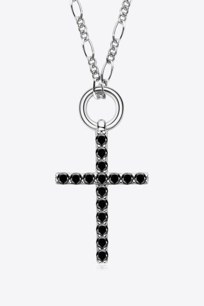 Moissanite Cross Pendant Platinum-Plated Necklace Carauana Store