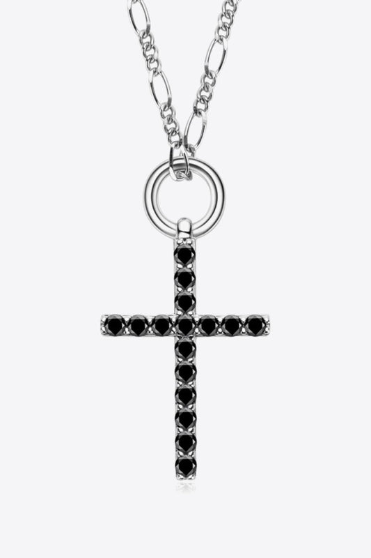 Moissanite Cross Pendant Platinum-Plated Necklace Carauana Store