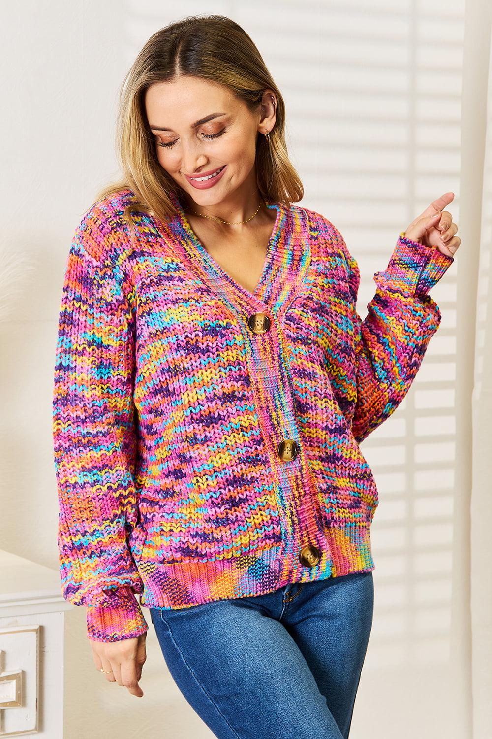 Angel Wings Woven Right V-Neck Long Sleeve Cardigan Carauana Store