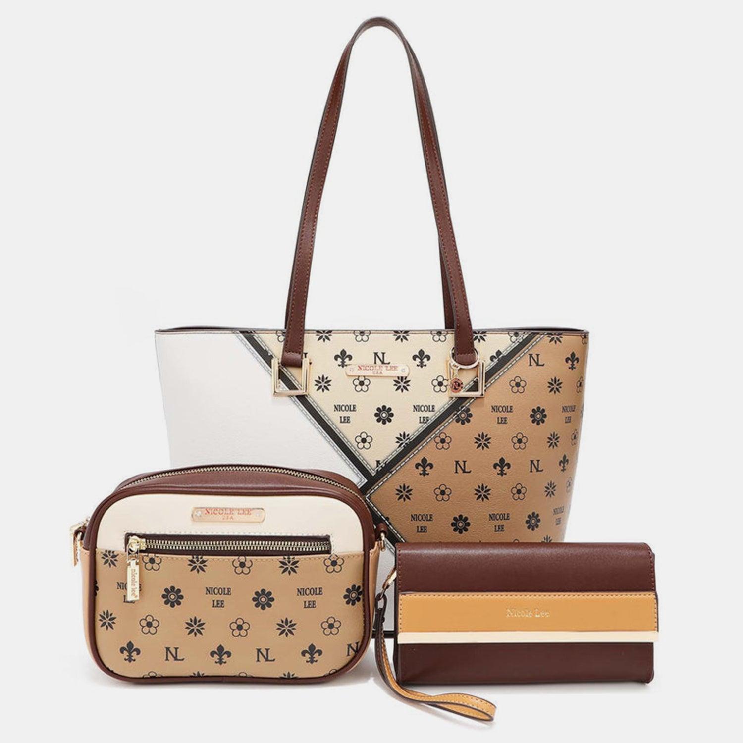 Nicole Lee USA 3-Piece Color Block Handbag Set Carauana Store