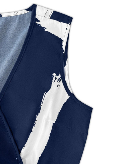 Printed Surplice Sleeveless Knee Length Dress Carauana Store