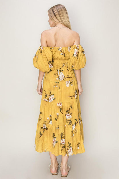 HYFVE Floral Puff Sleeve Tiered Dress Carauana Store