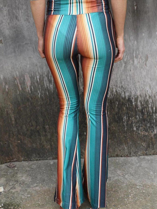 High Waist Striped Bootcut Pants Carauana Store