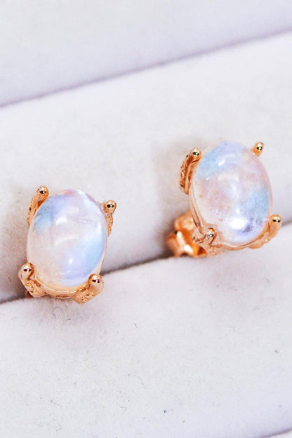 Natural Moonstone 4-Prong Stud Earrings Carauana Store