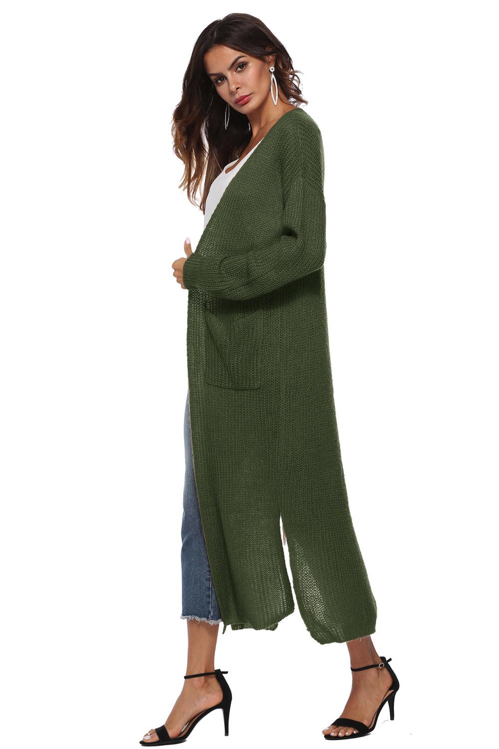 Long Sleeve Open Front Buttoned Cardigan Carauana Store