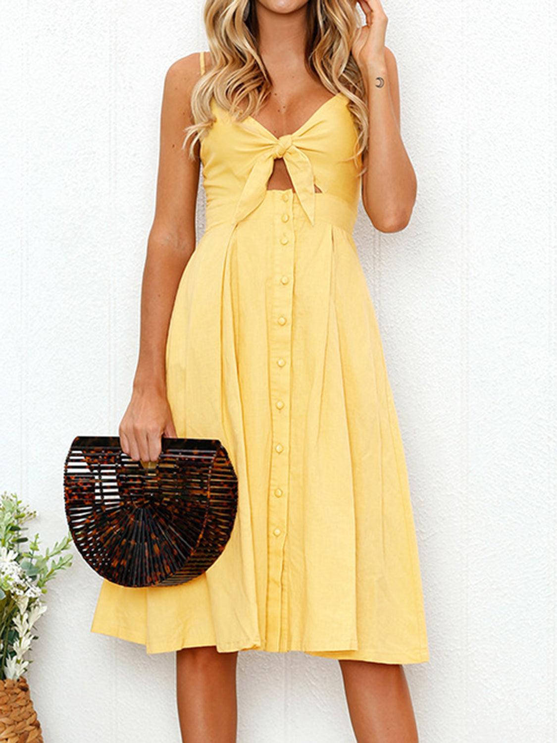 Cutout Smocked Sweetheart Neck Cami Dress Carauana Store