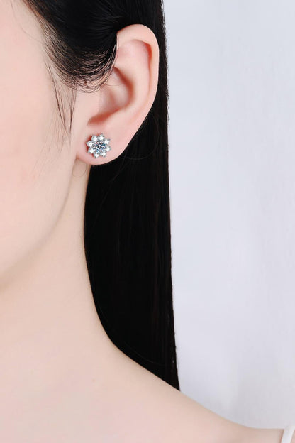 1 Carat Moissanite 925 Sterling Silver Flower Earrings Carauana Store
