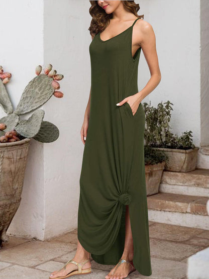 Slit Scoop Neck Sleeveless Dress Carauana Store