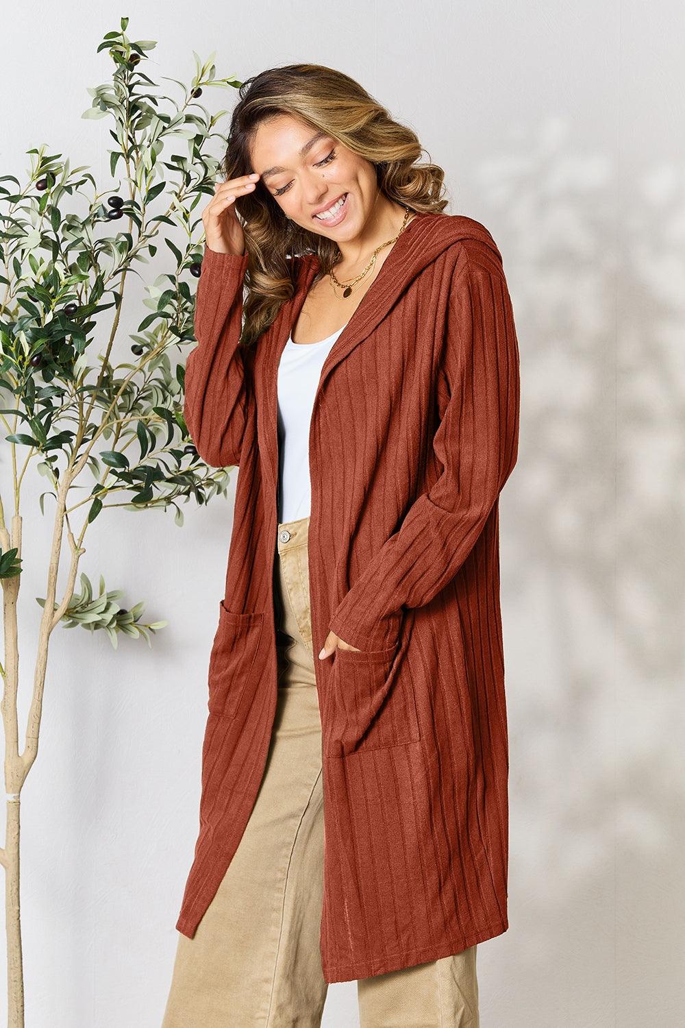 Basic Bae Full Size Hooded Sweater Cardigan Carauana Store