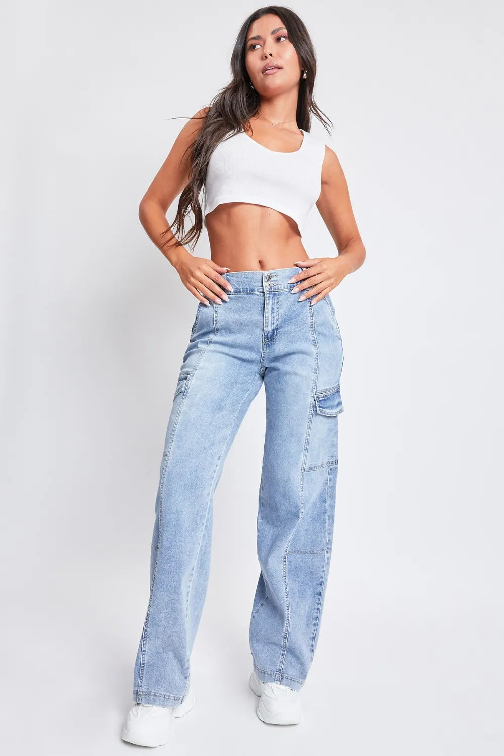 YMI Jeanswear High-Rise Straight Cargo Jeans Carauana Store