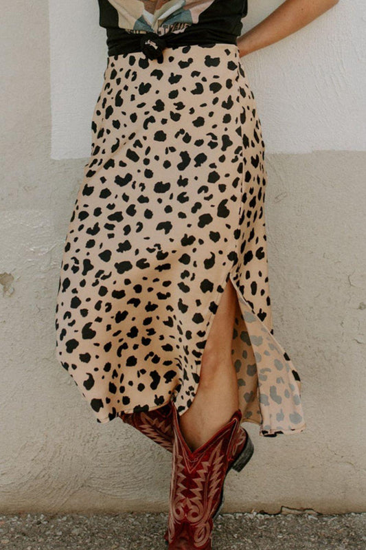 Slit Printed Midi Skirt Carauana Store