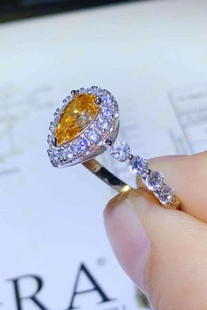 1 Carat Moissanite Contrast Teardrop Ring Carauana Store