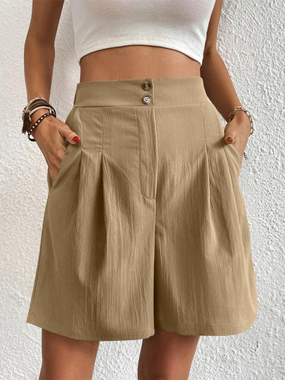 High Waist Shorts with Pockets CaRaUaNa Fashion