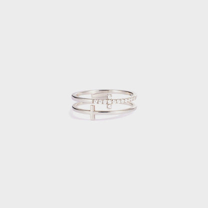 925 Sterling Silver Double Cross Ring Carauana Store