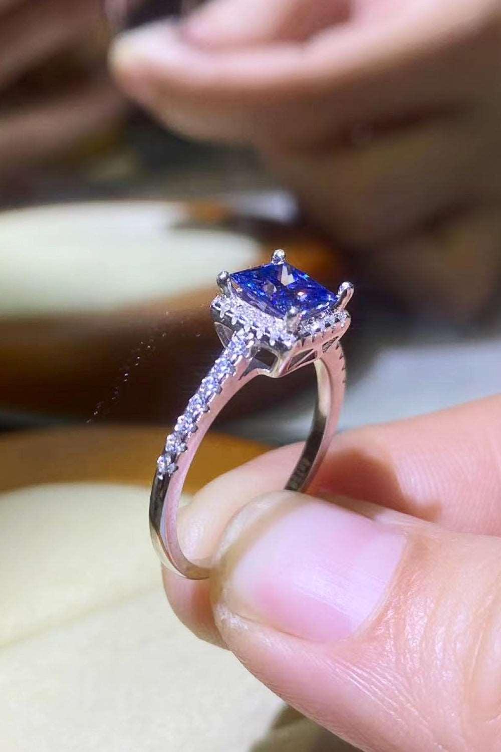 1 Carat Moissanite 925 Sterling Silver Square Ring Carauana Store