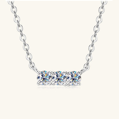 925 Sterling Silver Inlaid Moissanite Bar Necklace Carauana Store