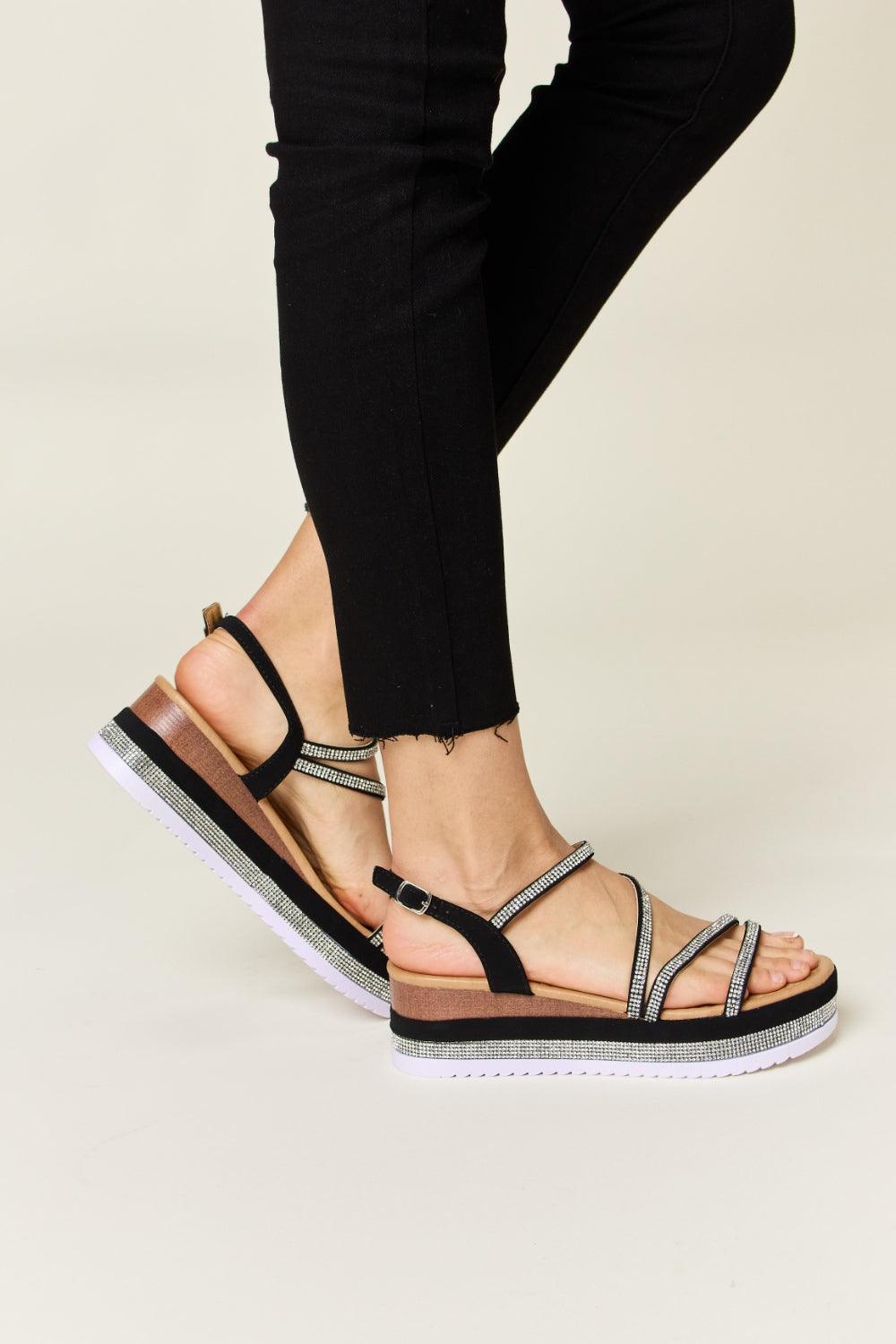 Forever Link Rhinestone Strappy Wedge Sandals Carauana Store