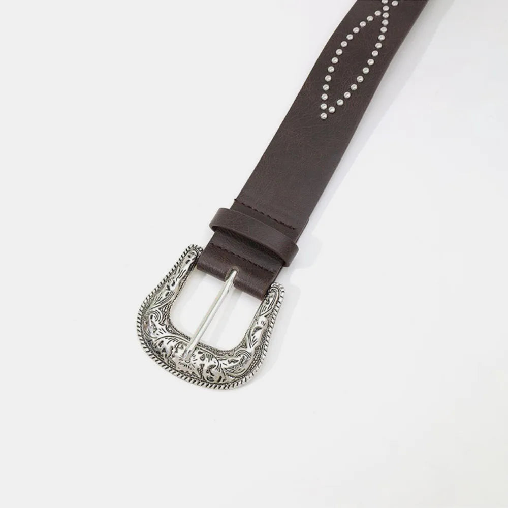 PU Leather Rhinestone Belt CaRaUaNa Fashion