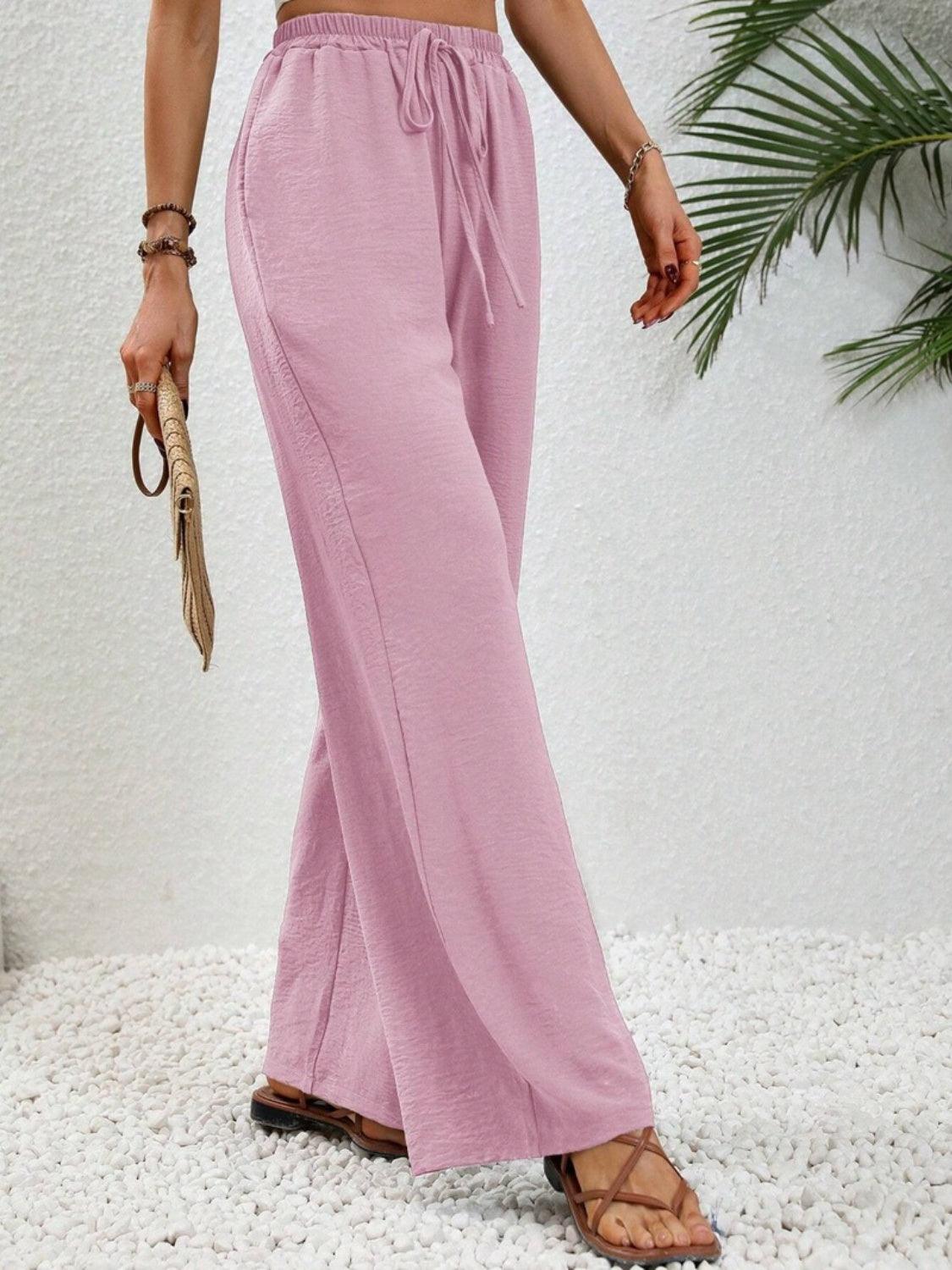 Wide Leg Drawstring Pants Carauana Store