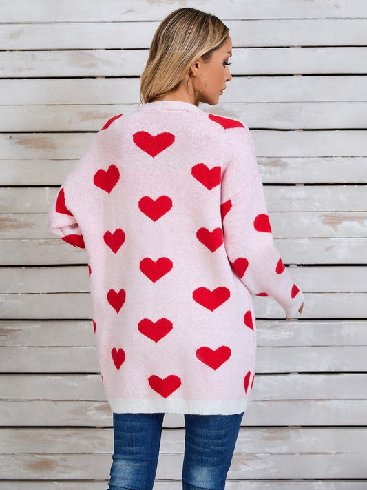 Angel Wings Heart Open Front Long Sleeve Cardigan Carauana Store