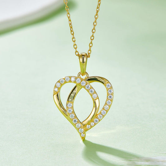 Moissanite 925 Sterling Silver Heart Shape Necklace Carauana Store