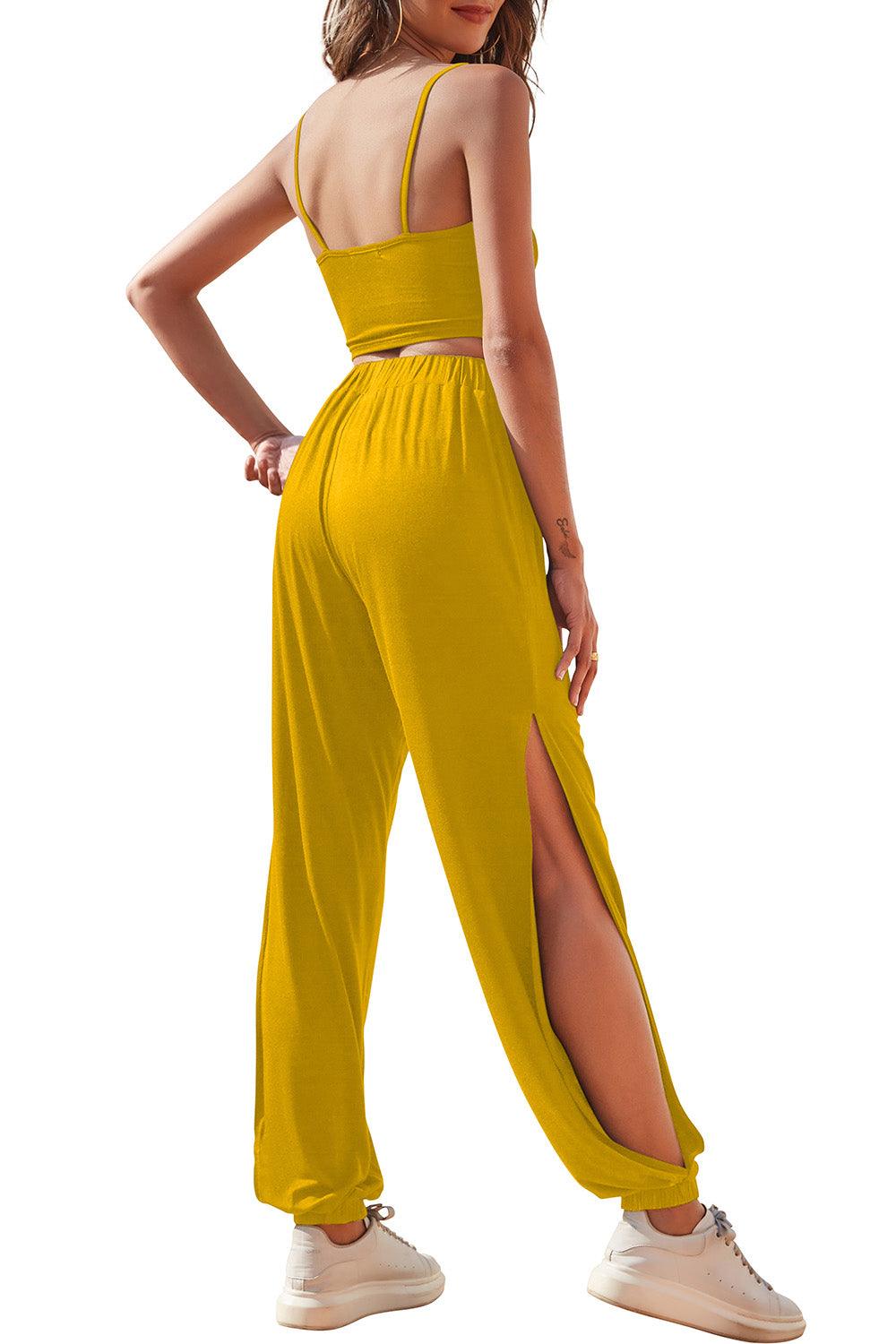Cropped Cami and Side Split Joggers Set Carauana Store
