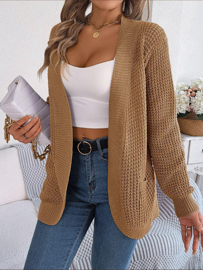 Open Front Long Sleeve Cardigan with Pockets Carauana Store