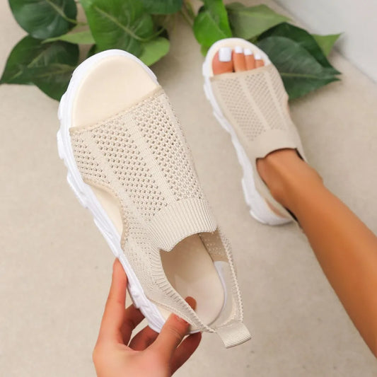 Peep Toe Cutout Mesh Sandals Carauana Store
