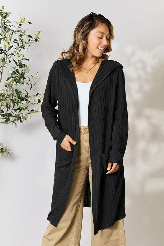 Basic Bae Full Size Hooded Sweater Cardigan Carauana Store