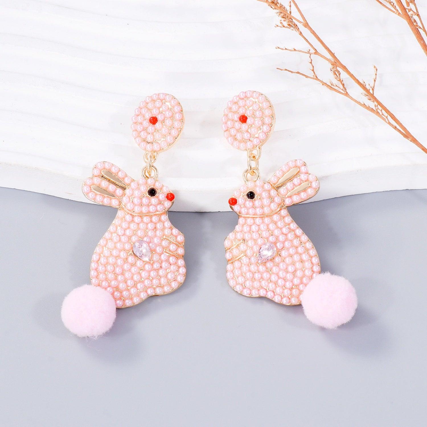 Synthetic Pearl Alloy Rabbit Dangle Earrings Carauana Store