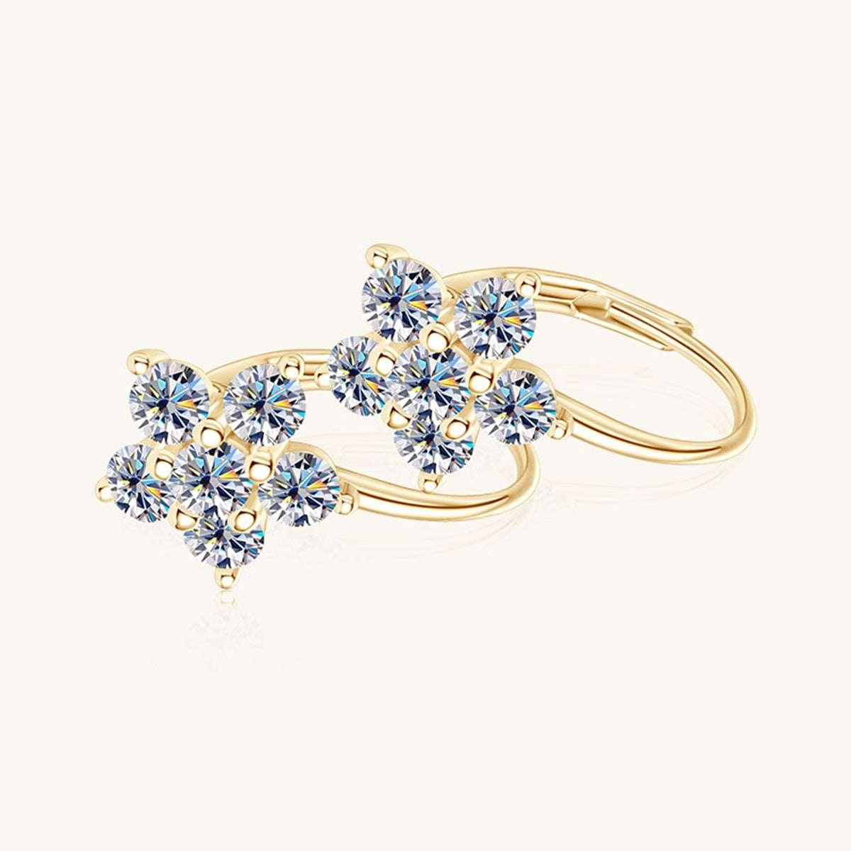 1.2 Carat 925 Sterling Silver Moissanite Flower Huggie Earrings Carauana Store