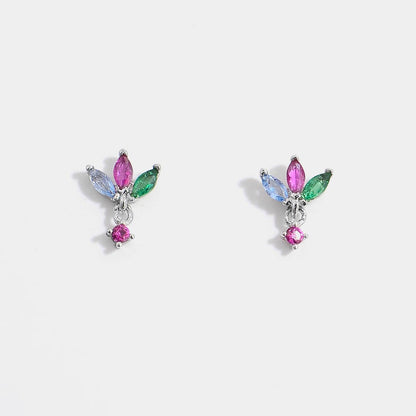 Inlaid Zircon 925 Sterling Silver Geometric Stud Earrings Carauana Store