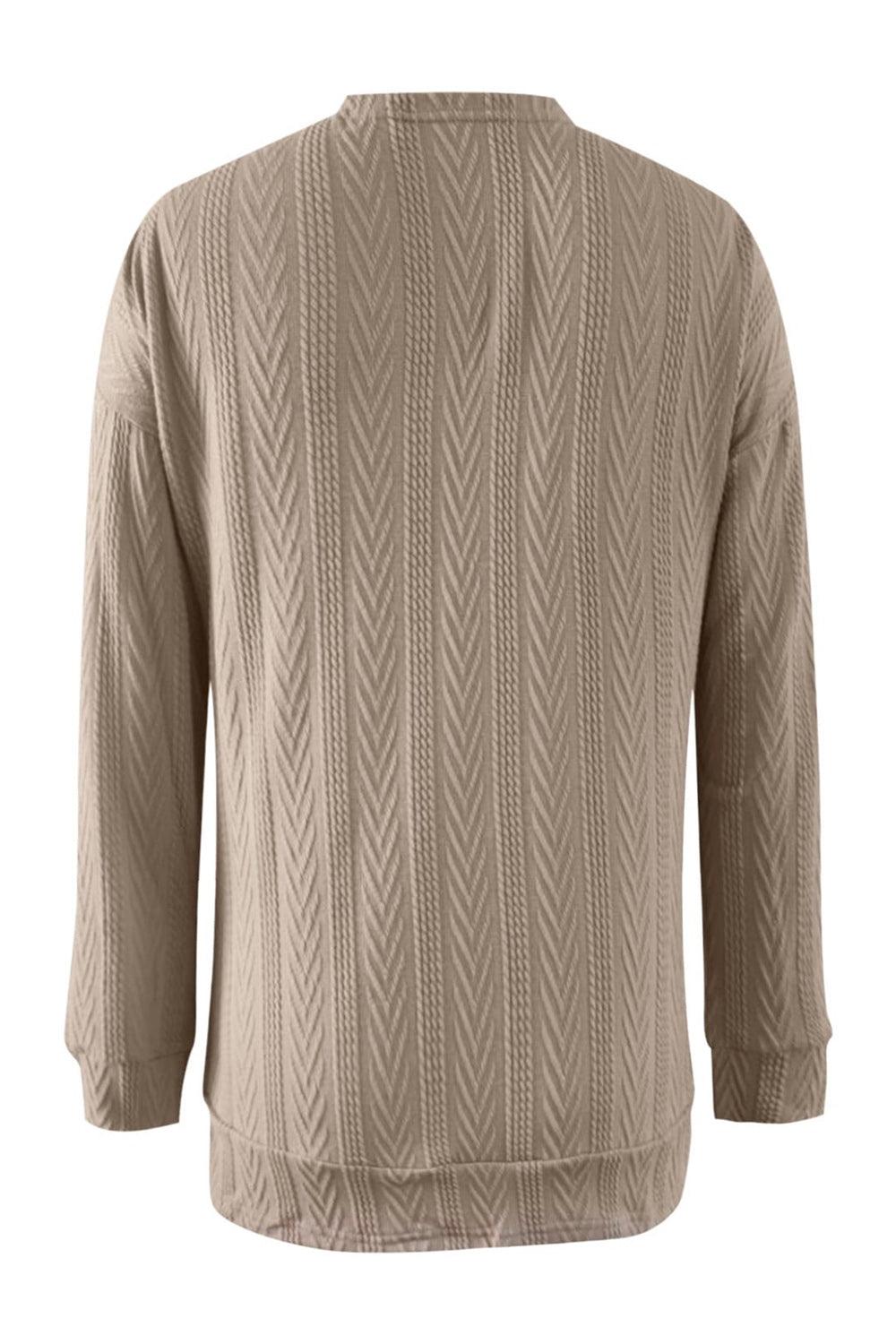 Full Size Textured Open Front Long Sleeve Cardigan Carauana Store
