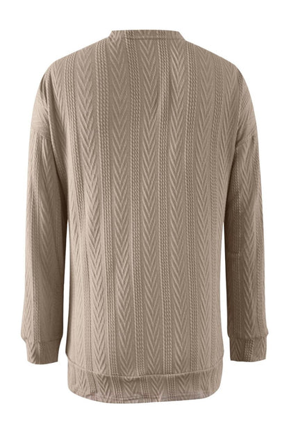 Full Size Textured Open Front Long Sleeve Cardigan Carauana Store