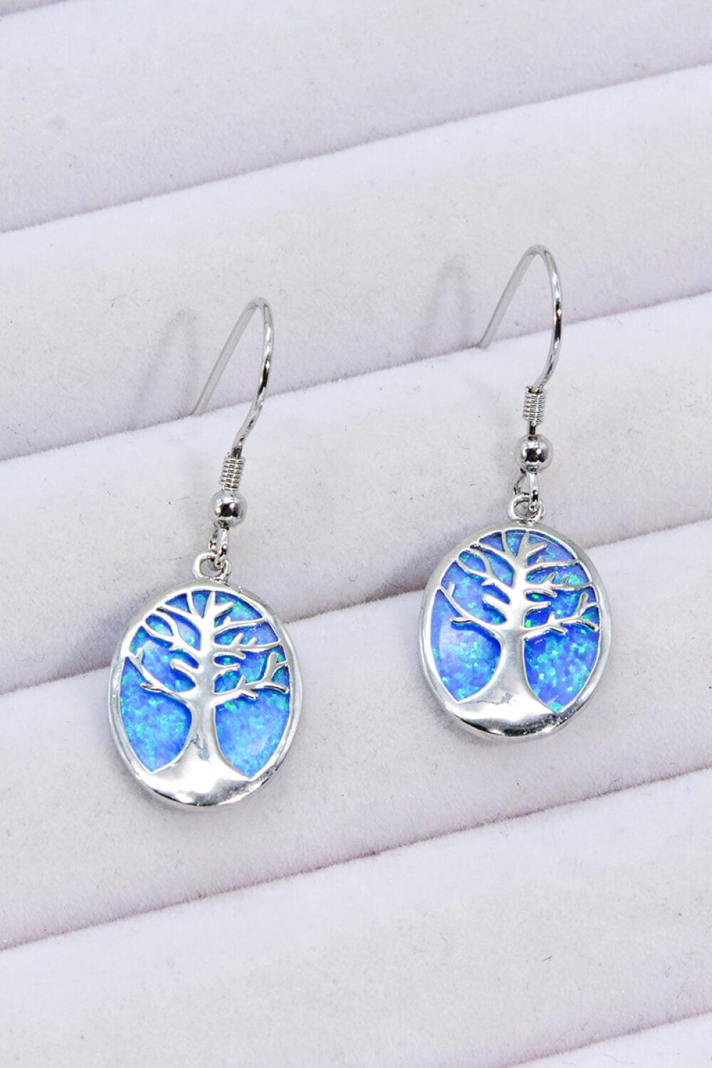 Opal Blue Platinum-Plated Drop Earrings Carauana Store