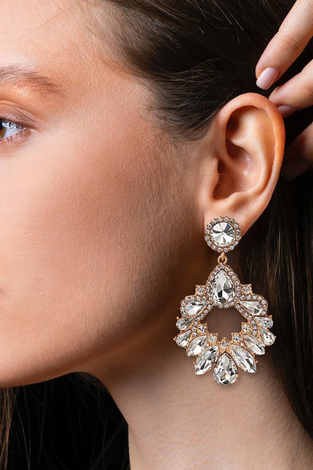 Zinc Alloy Frame Glass Stone Dangle Earrings Carauana Store