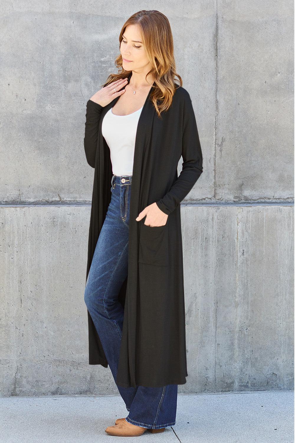 Basic Bae Full Size Open Front Long Sleeve Cover Up Carauana Store