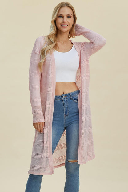 Double Take Full Size Open Front Longline Cardigan Carauana Store