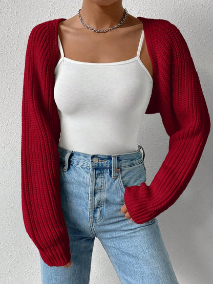 Honey Open Front Long Sleeve Cropped Cardigan Carauana Store
