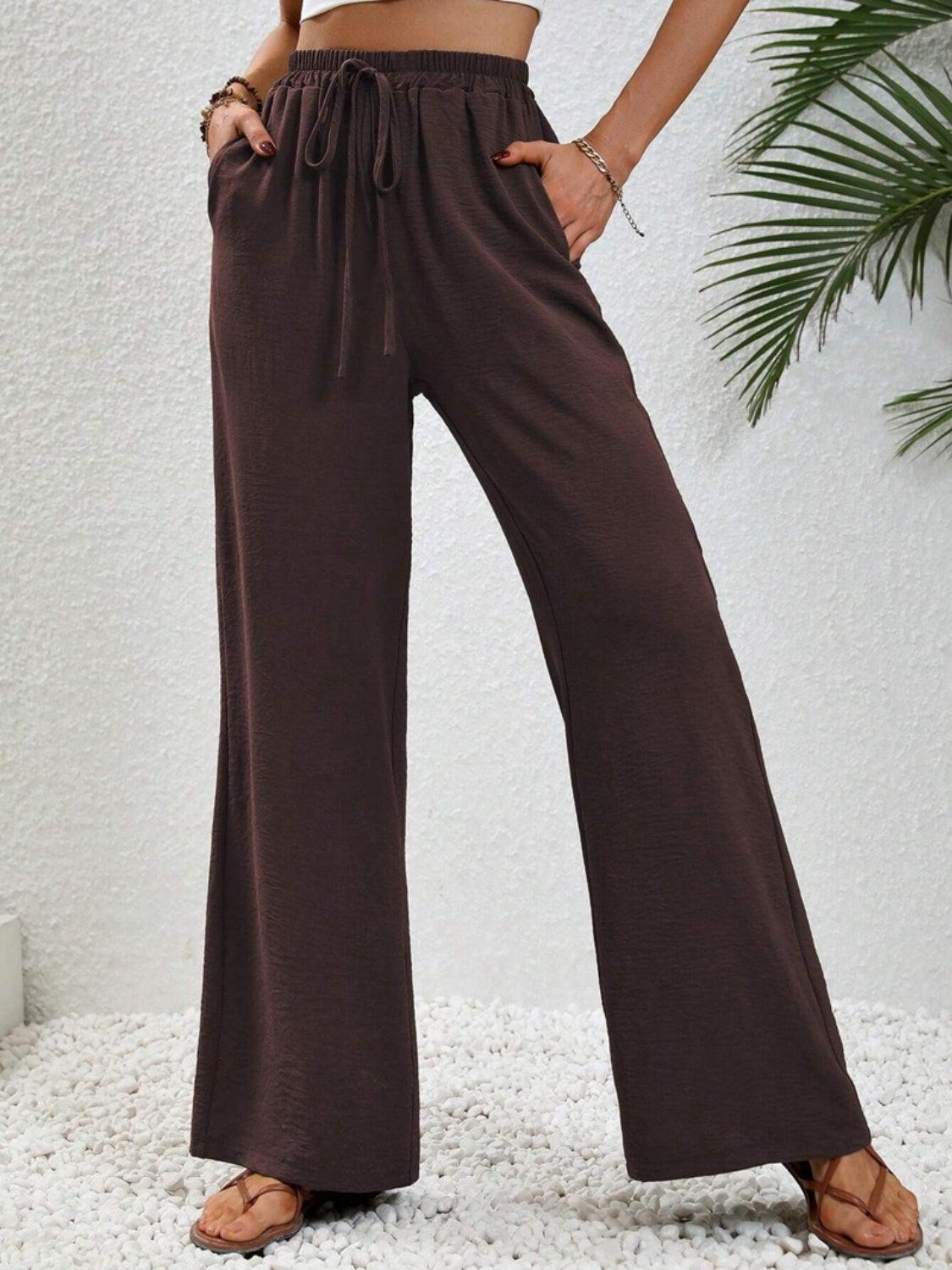 Wide Leg Drawstring Pants Carauana Store