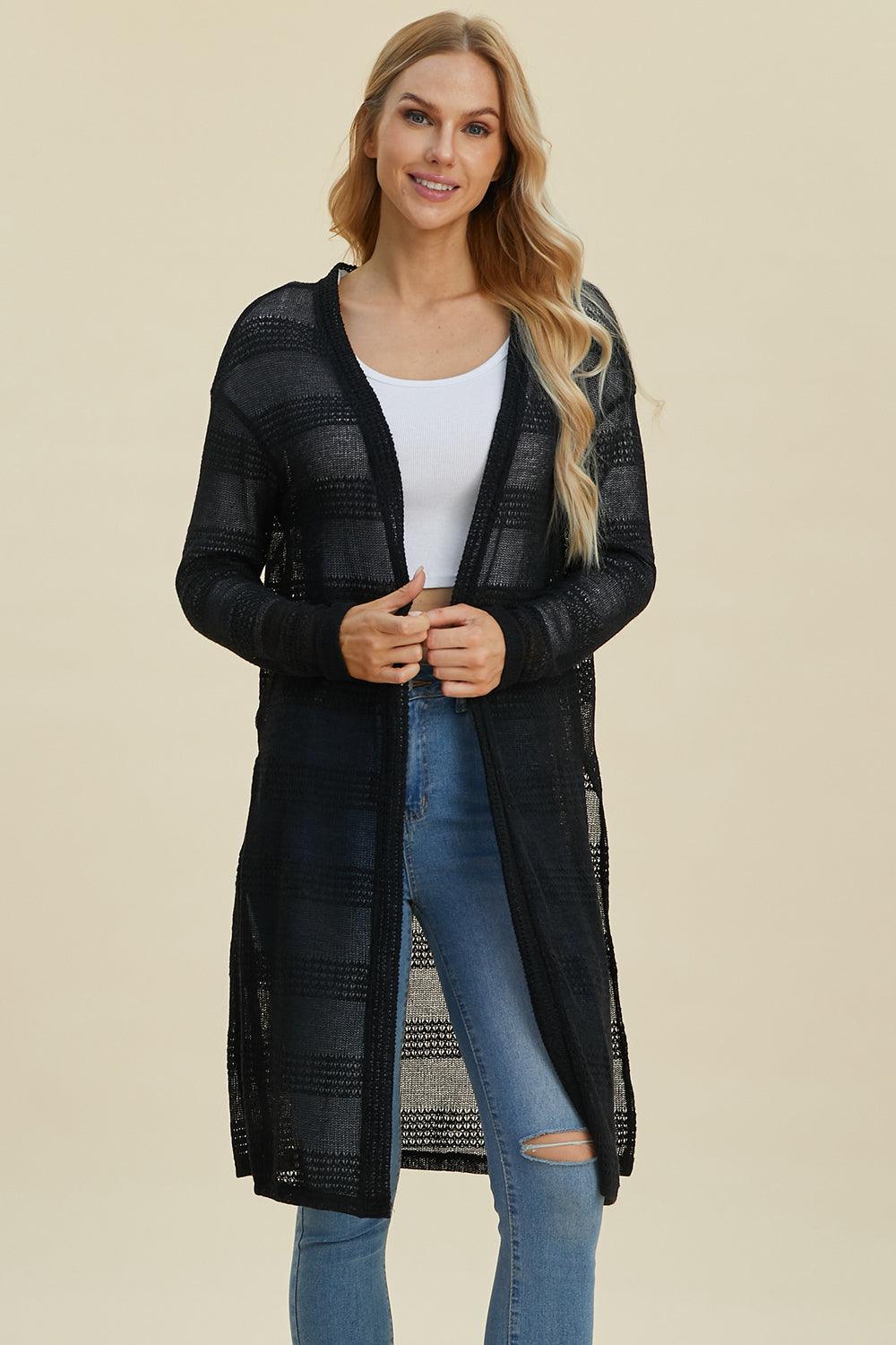 Double Take Full Size Open Front Longline Cardigan Carauana Store