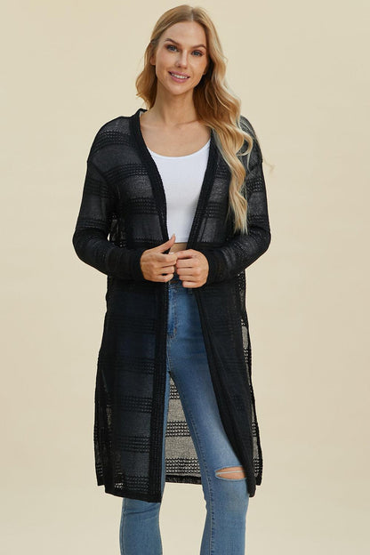 Double Take Full Size Open Front Longline Cardigan Carauana Store