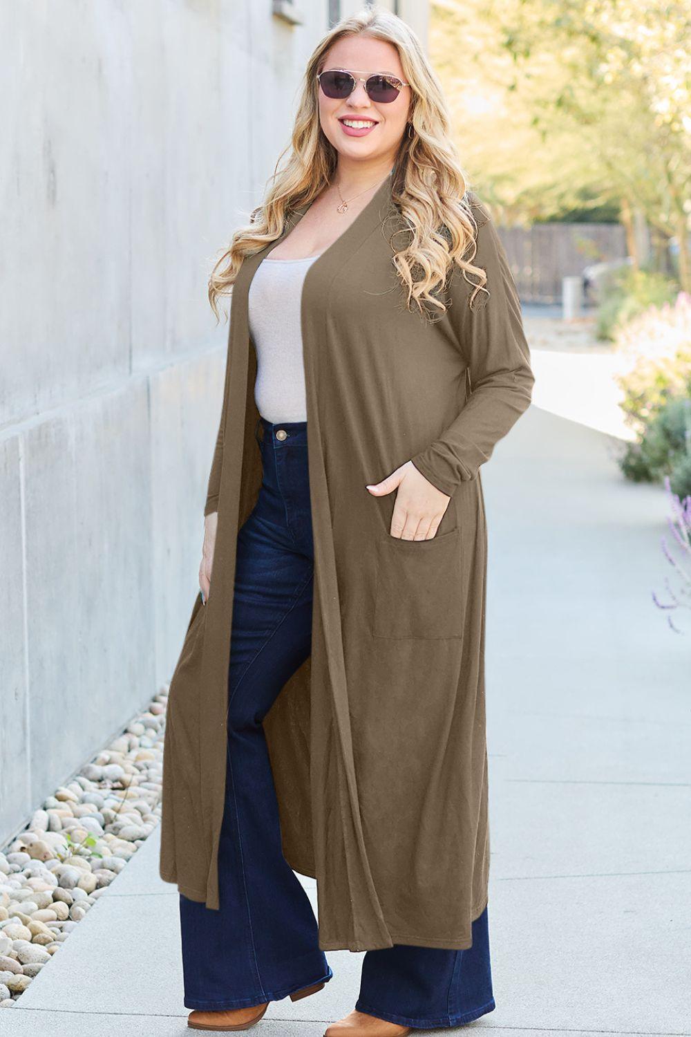 Basic Bae Full Size Open Front Long Sleeve Cover Up Carauana Store