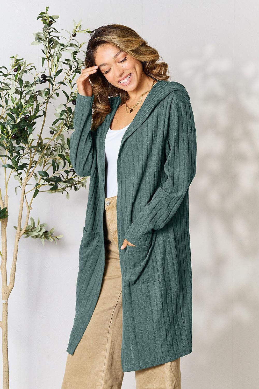 Basic Bae Full Size Hooded Sweater Cardigan Carauana Store
