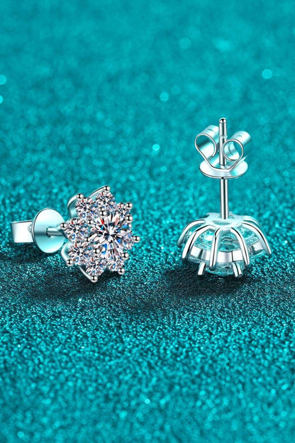 1 Carat Moissanite 925 Sterling Silver Flower Earrings Carauana Store