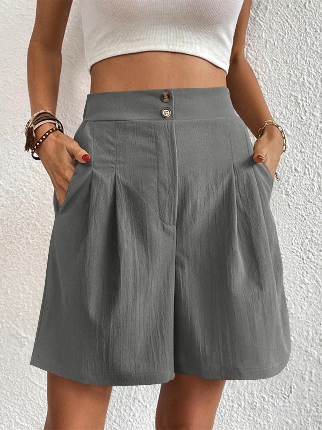 High Waist Shorts with Pockets CaRaUaNa Fashion