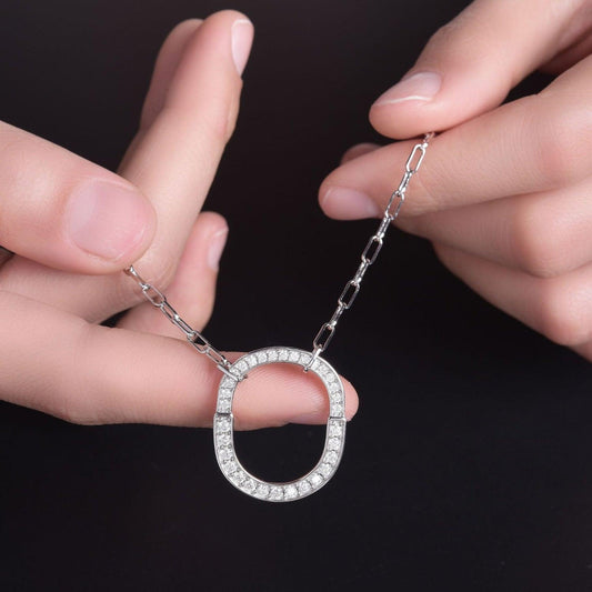 925 Sterling Silver Inlaid Moissanite Pendant Necklace Carauana Store